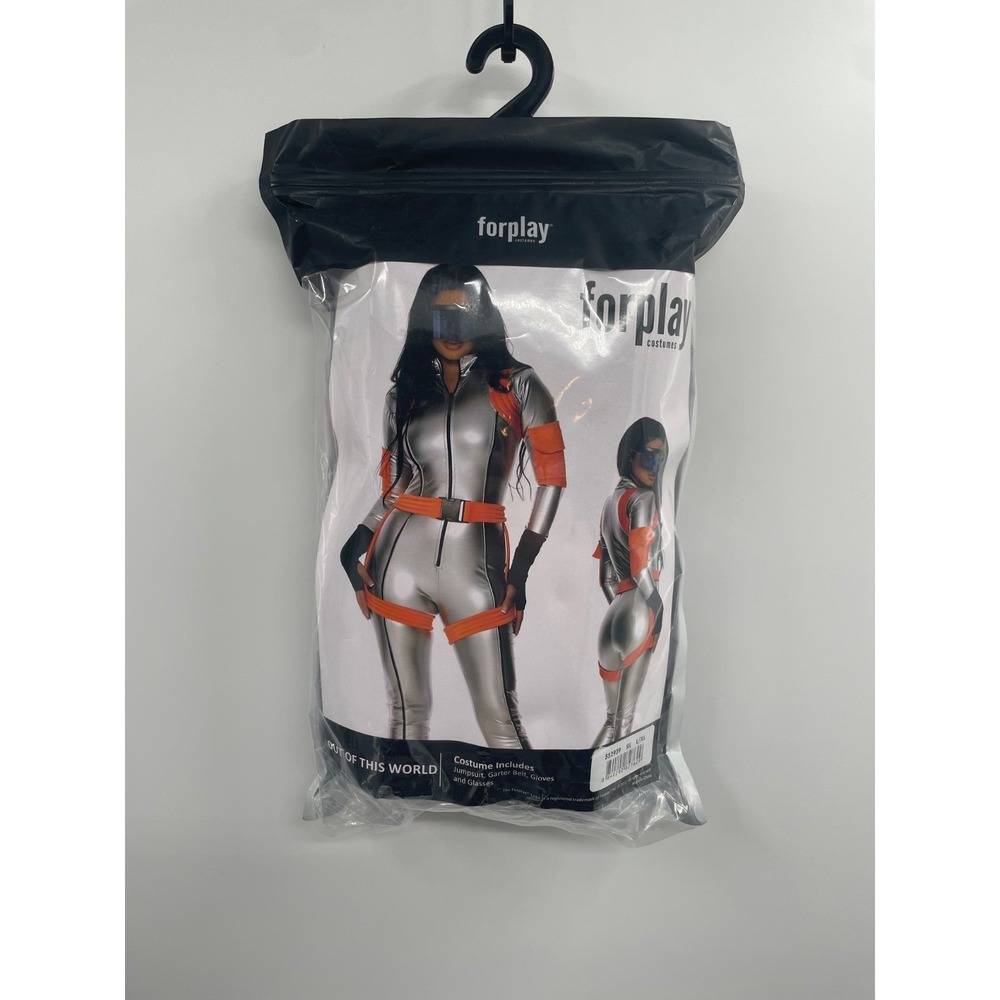 Forplay Out of This World Sexy Astronaut Costume Women L/XL Silver Zip Front NWT